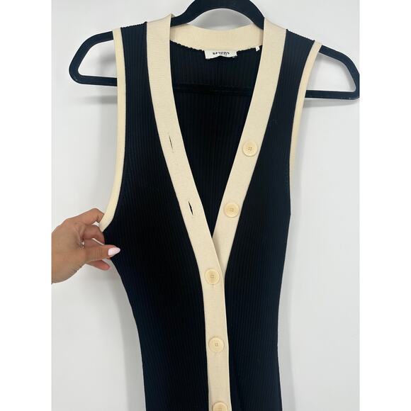 Sandro Gabriella Two Tone Rib Knit Maxi Dress - Picture 3 of 7